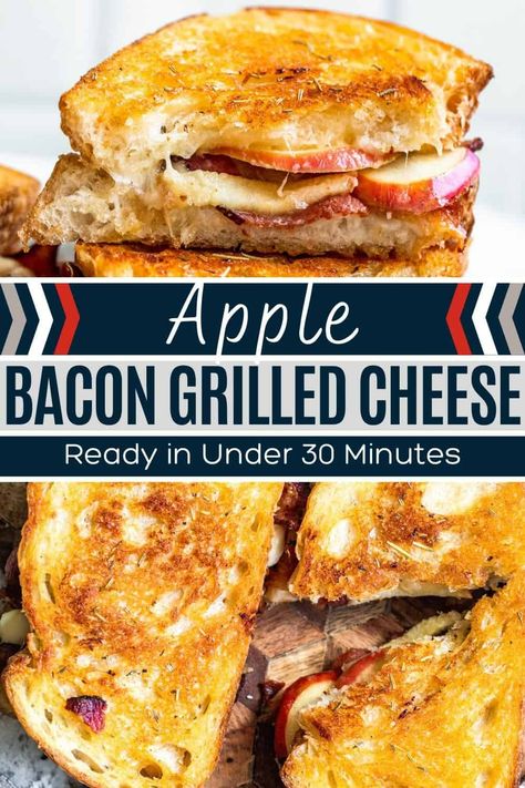 Fall Bacon Recipes, Apple Bacon Grilled Cheese, High Protein Grilled Cheese, Canadian Bacon Sandwich, Grilled Cheese With Apple, Bacon Sandwich Recipes, Bacon Grilled Cheese Sandwich, Grilled Cheese Sandwich Recipe, Gourmet Lunch