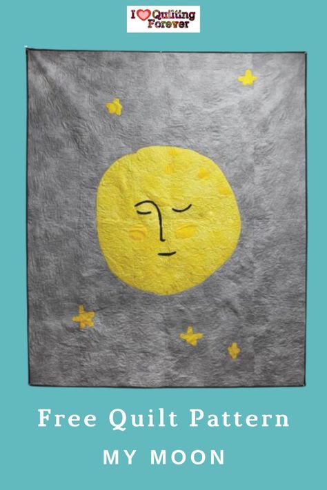 Moon And Stars Quilt Pattern, Moon Quilt Block Pattern, Sun Moon Quilt, Moon Quilt Pattern, Moon Phase Quilt, Moon Quilts Wall Hangings, Free Quilt Patterns For Beginners, Quilt Patterns For Beginners, Moon Quilt