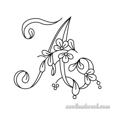 Here on Needle 'n Thread, you'll find a whole slew of free hand embroidery patterns for your own personal use.Today, I'm going to start a series featuring these very pretty floral monograms that I've cleaned up into vector line drawings that you can enlarge or reduce, print, and use for your own Alfabet Letters, Textile Art Embroidery, Quilled Creations, Simple Embroidery Designs, Embroidery Alphabet, Script Monogram, Floral Embroidery Patterns, Embroidery Letters, Embroidery Transfers