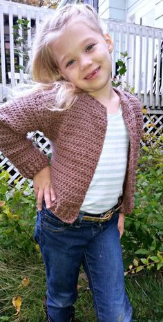 This cardigan is a bomber style, meaning that it is shorter than average and it runs a bit on the small side. Find all sizes listed in the pattern! Crochet Baby Cardigan Free Pattern, Toddler Cardigan, Crochet Sweater Free, Crochet Baby Sweaters, Crochet Cardigan Pattern Free, Crochet Shrug Pattern, Kids Cardigans, Crochet Kids, Crochet Sweater Pattern Free