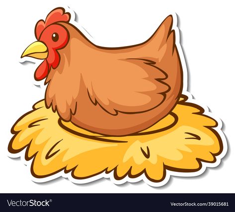 Chicken Sitting, Farm Cartoon, Animal Illustration Kids, Chicken Vector, Chicken Illustration, Sticker Illustration, Cartoon Chicken, Math Materials, Food Cartoon