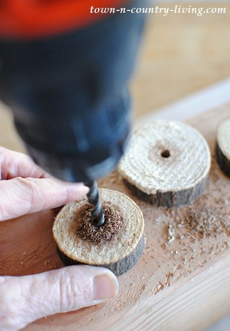 Wood Slice Garland: Make Your Own | Town & Country Living Wood Slice Garland, How To Dry Wood, Drilling Holes, Wood Creations, Town Country, Wood Slices, Town And Country, Country Living, The Oven