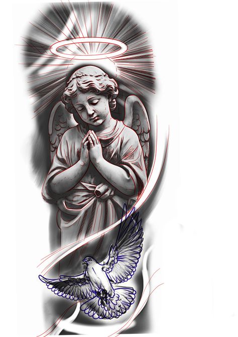 Angel Dove Tattoo, Baby Angel Tattoo For Men, Wolf Tattoo Forearm, Religion Tattoos, Gangster Tattoo, Brain Tattoo, Tattoo Lettering Design, Cobra Art, Arm Tats