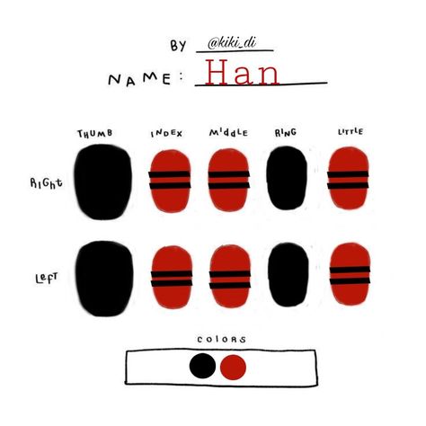 Han nails han nails Cool Emo Nail Designs, Stray Kids Han Nails, Simple Grunge Nail Ideas, Hans Nails Skz, Skz Nail Ideas, Kpop Nails Designs Stray Kids, Gidle Nails Designs, Han Jisung Nails Designs, K Pop Inspired Nails