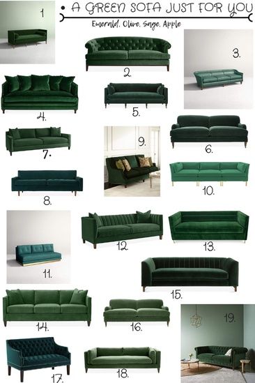 Green Sofas, Green Sofa Living, Green Sofa Living Room, Green Velvet Sofa, Living Room Sofa Design, Green Sofa, Beautiful Sofas, Living Room Green, Design Case