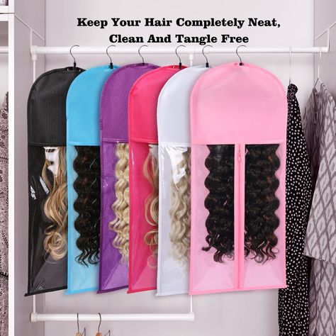 Wigs Storage Ideas, Hair Extension Storage, Wig Storage, Hair Product Storage, Hair Salon Tools, Buy Wigs, Salon Suites Decor, Hair Extension Tools, Bags Storage