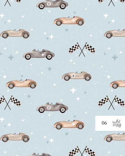 Race Car Illustration, Race Car Wallpaper, Surface Pattern Design Inspiration, Car Fabric, Car Pattern, Custom Background, Kids Wear Girls, Pattern Design Inspiration, Boys Pattern