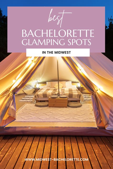 Go Glamping For Your Bachelorette - Is a typical bachelorette party not your style? Your bachelorette should reflect you and the different things you like to do! The trip should be about bonding with your friends and celebrating your upcoming wedding. This is your sign to have an off-the-grid outdoo Three Oaks Michigan, Glamping Bachelorette, Camp Wandawega, Go Glamping, Bachelorette Themes, List Of Activities, Cabin Camping, Yurt, A Typical