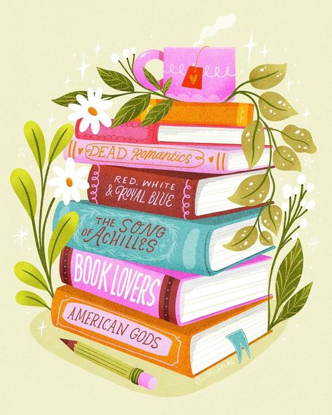 Book Stack Wallpaper, Ward Room, School Wall Art Ideas, The Seven Year Slip, Ashley Poston, Procreate Inspiration, Stack Books, Library Posters, Prompt List