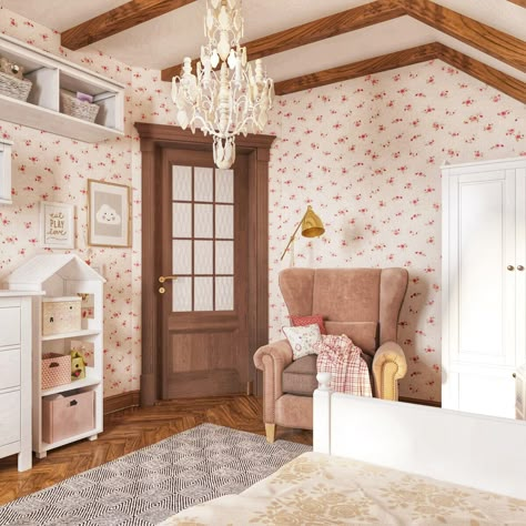 Cozy Cottage Interiors Bedroom, Victorian Girls Room, Country Cottage Bedroom Decor, Victorian Kids Room, Cottage Kids Room, Ideas Habitaciones, Casa Country, House Of Dreams, Girl’s Room