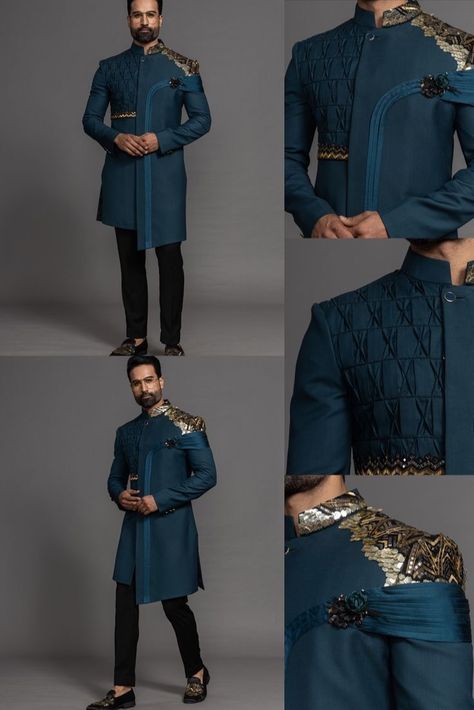 Metal Embroidery, Mens Traditional Wear, Boys Kurta Design, Groom Dress Men, Asian Men Fashion, Indian Groom Wear, Miniature Sculpture, Sherwani For Men, Mens Kurta Designs