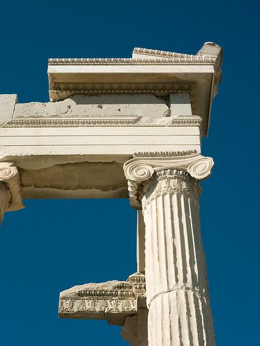 The Erechtheum    Ionic order column and entablature detail Greek Collums Drawing, Ionic Column Sketch, Ancient Columns, Ancient Greek Pillars, Ionic Order, Greek Ionic Column, Greece Architecture, Architectural Orders, Greek Temple