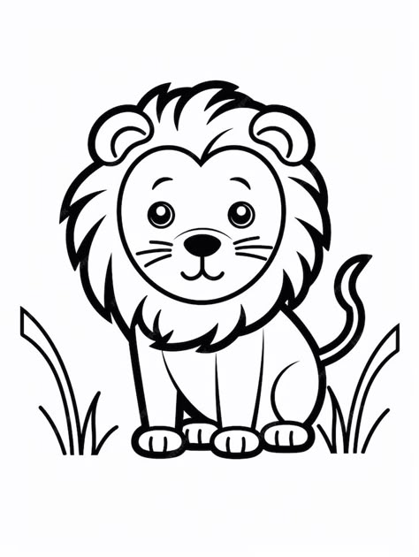 Premium Photo | A black and white drawing of a lion sitting in the grass generative ai Lion Clipart Black And White, Lion Painting Art, Drawing Of A Lion, Lion Sitting, Lion Clipart, Sun Crafts, Fish Clipart, Lion Drawing, Outline Images