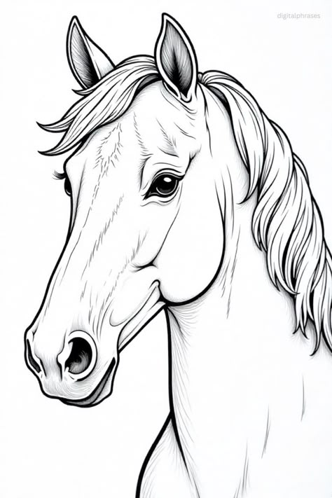 Enjoy 31 horse coloring pages for kids that capture the spirit of these wonderful animals. With fun designs, these pages are perfect for young artists who adore horses. Coloring Pages Horses Free Printable, Creature Cases Coloring Pages, Animal Drawings With Color, Free Horse Coloring Pages, Free Animal Coloring Pages Printables, Drawings Ideas Step By Step, Western Horse Drawing, Baby Horse Drawing, Horse Shading