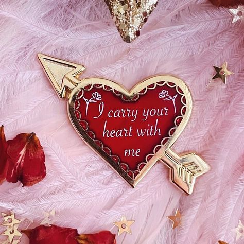 E E Cummings, I Carry Your Heart, I Carry, Pin Jewelry, Dreamy Wedding, Red Aesthetic, Red Glitter, Keepsake Gift, Enamel Pin