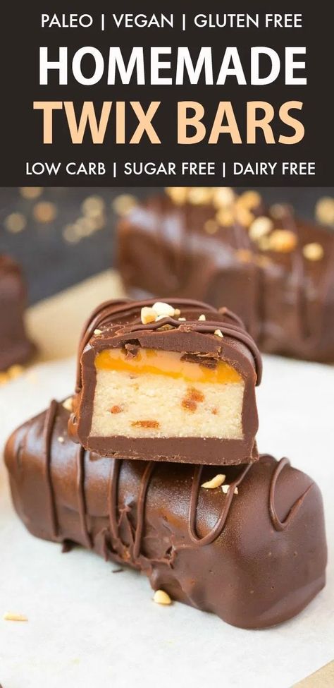 Homemade Candy Recipes, Paleo Snacks Easy, Paleo Candy, Homemade Twix Bars, Twix Bars, Twix Bar, Vegan Candies, Recipes Paleo, Homemade Candy