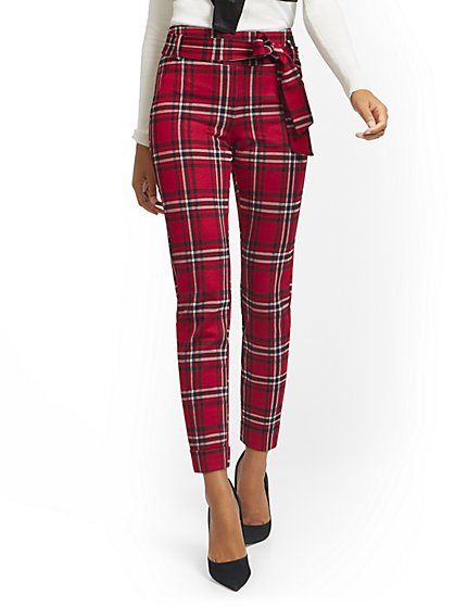 Red Plaid Pants, Plaid Jeans, Christmas Outfits, Slim Leg Pants, Plaid Pants, Knit Pants, Slim Leg, Petite Fashion, Wrinkle Free