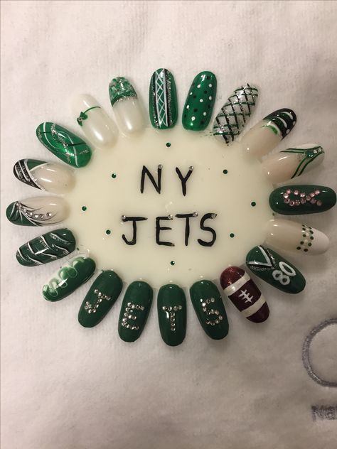 Jets Nails New York, New York Jets Nails, Ny Jets Nails, Rad Nails, Ny Jets, Beauty Stuff, New York Jets, Art Ideas, Nail Designs