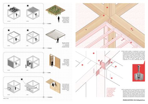 Christina Vogiatzis ARCH - Metabolism Module Architecture, Grid Architecture, Grid Structure, Timber Frame Building, Modular Housing, Temporary Housing, Modular Construction, Timber Architecture, Architecture Portfolio Design