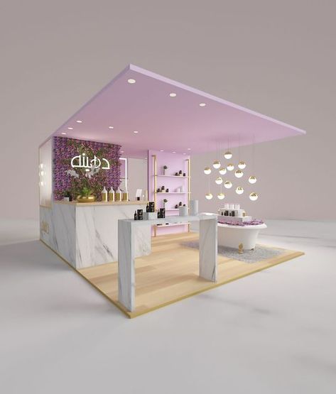 2xr Design on Instagram: "We designed a new 5x4m booth / mall kiosk for @edhenah essential oils 🌸 | 2xrdesign.com/edhenah #kiosk #boothdesign #exhibitiondesign #exhibitionboothdesign #qatar #exhibitionboothdesigner #essentialoils #boothdisplay #beautybooth" 2xr Design, Event Booth Design, Mall Kiosk, Salon Suites Decor, Built In Refrigerator, Salon Suites, Beauty Room Decor, Counter Design, Exhibition Stand Design