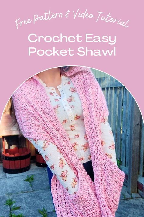 Easy Crochet Pocket Shawl For Beginners, Free Pocket Shawl Crochet Pattern, Crochet Wrap Pattern Free Rectangle, Pocket Shawl Crochet Free Pattern, Crochet Wrap With Pockets Free Pattern, Crochet Shawl With Pockets Free Pattern, Pocket Shawls Free Pattern, Crochet Pocket Shawl Pattern Free, Crochet Prayer Shawls Free Pattern Easy