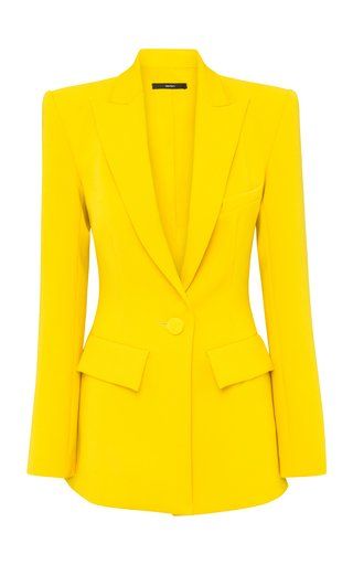 Bright Blazer, Military Style Coats, Crepe Blazer, Yellow Blazer, Unique Sweaters, Alex Perry, Military Style Jackets, Crop Top Sweatshirt, Cocktail Evening Dresses