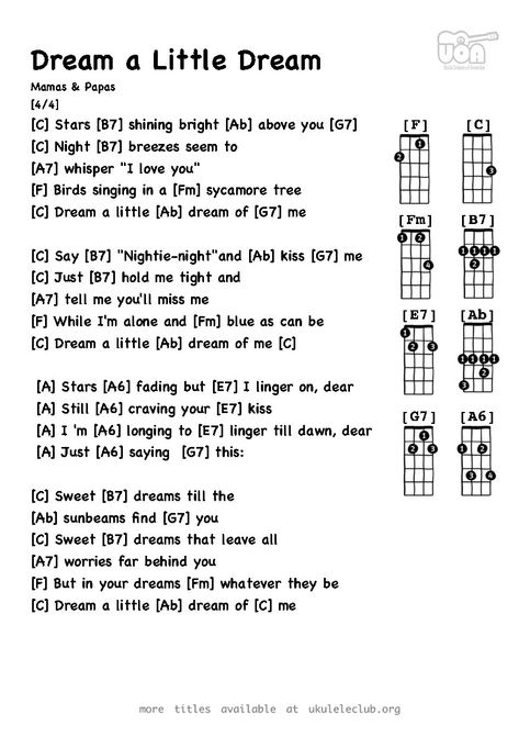 Dream a litlle dream ukulele chords Ukulele Learning, Mama Cass Elliot, Ukulele Songs Popular, Disney Ukulele, Ukelele Lessons, Akordy Na Ukulele, Ukulele Tabs Songs, Ukelele Chords Ukulele Songs, Ukulele Songs Beginner