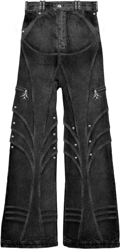 Clothing Designs Drawings, Rework Jeans, Jeans Pattern, Apparel Design Inspiration, Unique Jeans, Badass Outfit, Hip Hop Jeans, Custom Jeans, Denim Ideas