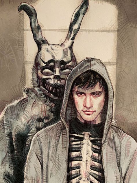 Donnie Darko Rabbit, Man Suit, Donnie Darko, Bunny Suit, Horror Movie Art, Jake Gyllenhaal, Arte Sketchbook, Sketchbook Art Inspiration, Art Inspiration Drawing