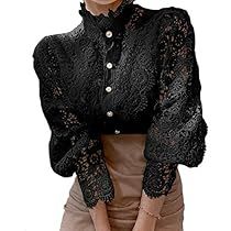 Stand Collar Blouse, Women Lace Blouse, Lace Blouse Long Sleeve, Patchwork Shirt, Patch Work Blouse, Feminine Blouses, Petal Sleeve, Flower Lace, Elegant Blouses