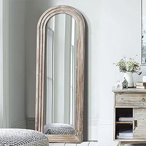 Farmhouse Floor Mirror, Rustic Full Length Mirror, Modern Farmhouse Flooring, Wood Full Length Mirror, Mirror Full Length, Farmhouse Flooring, Leaner Mirror, Rustic Mirrors, Arched Mirror