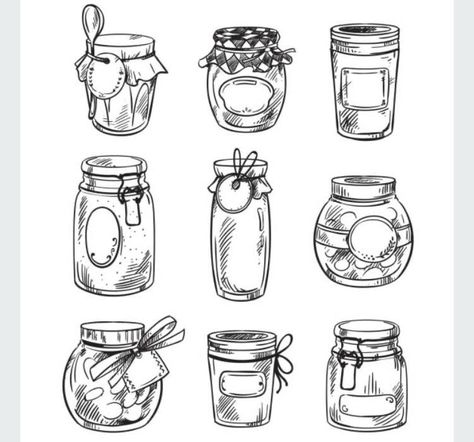 Glassware Drawing, Mason Jar Tattoo, Jar Tattoo, Wooden Arrow Sign, Key Drawings, Cookie Vector, Plant Sketches, Cow Tattoo, Bookish Tattoos