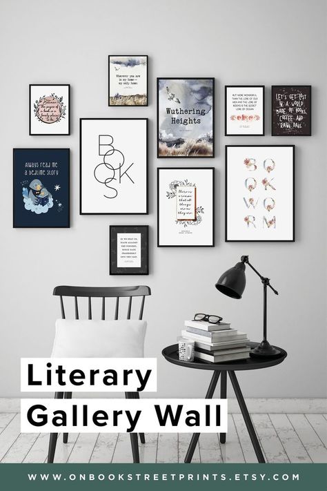 Wall Decor For Book Lovers, Book Themed Bedroom, Bookworm Humor, Literature Decor, Bookish Bedroom, Book Lovers Bedroom, Lovers Bedroom, Book Nook Kids, Classic Literature Quotes