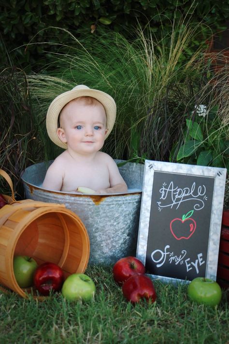 Milk bath photo session. Apple of My Eye set up. #milkbathphotography #appleofmyeye #milkbath #photography #baby #photoshoot Apple Milk Bath Photos, Baby Boy Milk Bath Photoshoot, Milkbath Photography Baby, September Baby Milestone Pictures, Apple Baby Photoshoot, Baby Apple Photoshoot, Milk Bath Photography Baby Boy, September Baby Pictures, September Milestone Picture Ideas