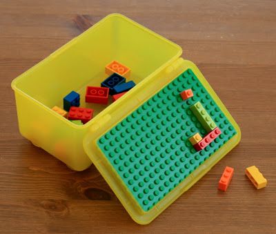 Use an old Baby Wipes container, hot glue or super glue a large Lego piece to the inside of the lid ...and you have a perfect Lego Travel Box.  Great idea for trips. Baby Wipes Container, Airplane Car, Wipes Container, Busy Boxes, Travel Box, Lego Pieces, Super Glue, Baby Wipes, Future Kids