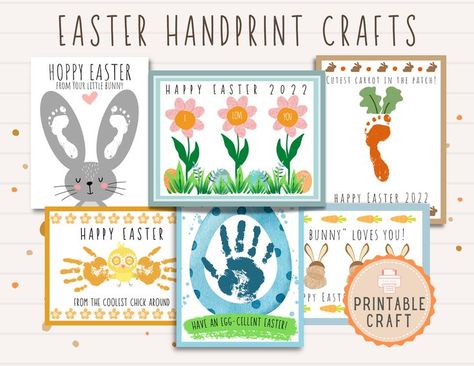 Easter Footprint Crafts, Easter Handprint Crafts, Fingerprint Crafts, Easter Crafts For Toddlers, Handprint Gifts, Footprint Craft, Easter Canvas, Happy Easter Bunny, Toddler Easter