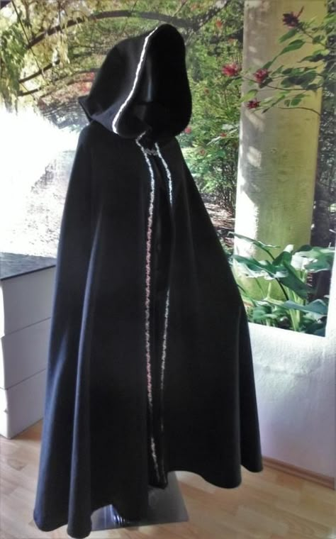 Cape Fantasy, Cape Hood, Lace Hood, Hood Cape, Coat Cape, Cape With Hood, Black Cloak, Long Cape, Black Cape