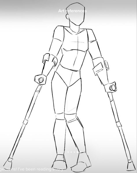 Drawing Base Wheelchair, Captured Drawing Reference, Disabled Poses Reference, Elbow Crutches Drawing Reference, Pose Reference Wheelchair, Amputee Drawing Reference, Crutches Pose Reference Drawing, How To Draw Crutches, Mobility Aid Drawing Reference