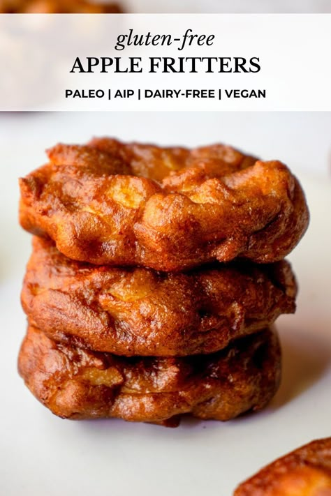 Gluten Free Dairy Free Apple Fritters, Hashimotos Dessert Recipes, Aip Halloween Recipes, Organic Gluten Free Desserts, Apple Fritter Gluten Free, Vegan Paleo Snacks, Gf Apple Recipes Easy, Apple Recipes Gf, Aip Thanksgiving Appetizers