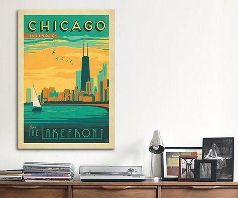 The Best Places to Find Affordable Art Chicago Postcard, Chicago Lakefront, Chicago Vintage, Anderson Design Group, The Windy City, Vintage Advertisement, Chicago Illinois, Vintage Postcard, Art Sur Toile