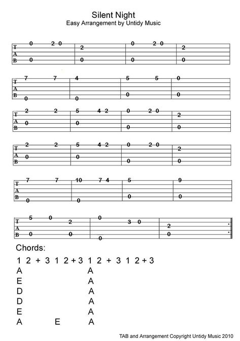 Easy guitar tablature Silent Night Guitar Tab, Silent Night Guitar Chords, Gutair Songs, Christmas Songs On Guitar, Guitar Christmas Songs, Music Aesthetic Drawing, Music Aesthetic Black, Music Aesthetic Dark, Pop Piano Sheet Music