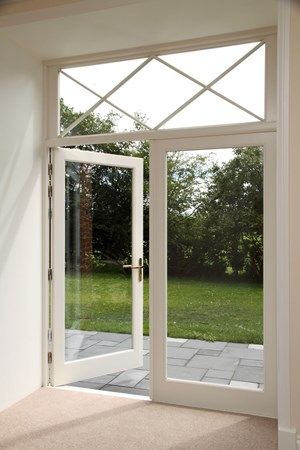 Garage Annexe, Georgian Farmhouse, Upvc Sliding Doors, Double Glazed Sash Windows, Farmhouse Restoration, Wooden French Doors, Timber Windows, Paved Patio, Upvc Windows