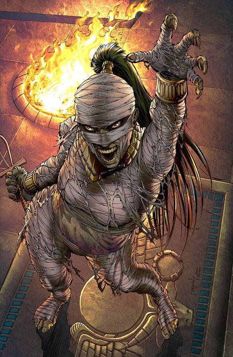 GFT Van Helsing Vs The Mummy Of Amun Ra 5 (Cover D Metcalf) from Zenescope Entertainment - written by Joe Brusha. Comic book hits store shelves on May 17, 2017 Fantasy Mummy, Egyptian Horror Art, Mummy Monster Art, Mummy Art, Mummy Monster, Amun Ra, Egyptian Mummy, Egypt Mummy, Van Helsing