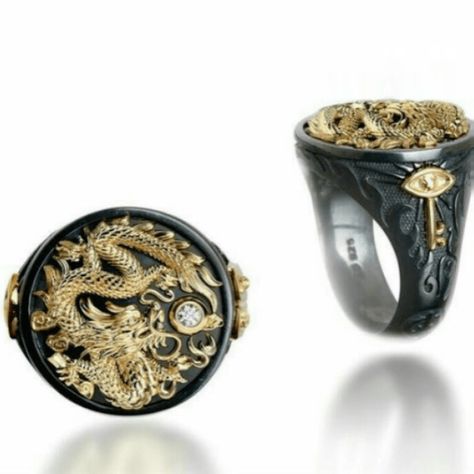 Faster shipping. Better service Dragon Rings, Male Ring, Ring Party Jewelry, Hip Hop Rings, Rings Black, Vintage Dragon, Dragon Ring, Gold Dragon, Dragon Jewelry