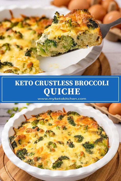 Quiche Vegetarian, Crustless Broccoli Quiche, Broccoli Quiche Recipes, Gluten Free Quiche, Keto Quiche, Broccoli Quiche, Cheese Keto, Keto Diet Breakfast, Diet Breakfast Recipes