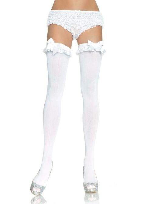 Leg Avenue Costumes, White Thigh Highs, Fancy Dress Halloween Costumes, Elegant Lingerie, White Stockings, Leg Avenue, Thigh High Socks, Thigh High Stockings, Nylon Stockings