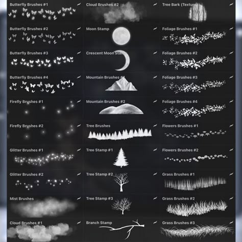 Magic Forest Brushes for Procreate #brushprocreate #brushesillustrator #photoshopbrushes #vectorbrushes #brushesinstagram #facebookbrushes #brushesdownload #brushesfree Digital Art Tutorial Beginner, Digital Art Software, Procreate Tips, Forest Magic, Forest Drawing, Illustrator Brushes, Procreate Brushes Free, Brushes For Procreate, Procreate Ipad