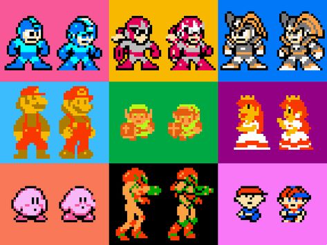 Bobby Schroeder en Twitter: "back in june as a little pixel art exercise I was redoing some NES* sprites to make them look more like how the characters are supposed to look, but at the same sizes with the same colors *and Bass from MM10 https://t.co/ikNHa0WqAX" / Twitter Nes Pixel Art, Sprite Art, Melty Bead Designs, Mega Man Art, Cool Minecraft Creations, Pixel Art Tutorial, Super Mario Art, Low Poly Art, Mario Art