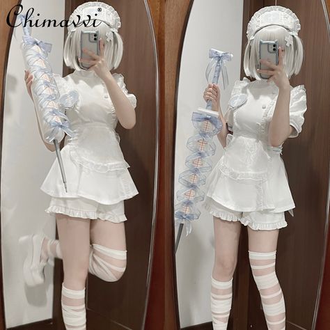 Nurse Medical System Water Color Pink Subculture Top and Shorts Suit Cosplay Clothes 2024 Summer Nursecore Outfit, Kawaii Nurse Outfit, Nurse Outfit Ideas, Medic Outfit, Doll Outfit Ideas, Ruffle Trim Shorts, Platform Outfit, Nurse Outfit, Cosplay Clothes