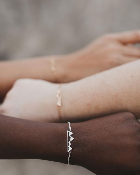 The perfect friendship bracelet Available in gold silver or rose gold finish #mountainjewellery #braceletoftheday #lacebrickdesign #ponytailsandmountaintrails #ponytailposse #friendshipgoals Adventure Mountain, Mountain Jewelry, Mountain Girl, Adventure Lifestyle, Lasting Love, Adventure Style, Brick Design, Friendship Bracelet, Bracelet Designs